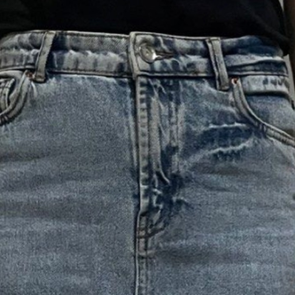 Zara Girls Blue Distressed Denim Pencil Skirt